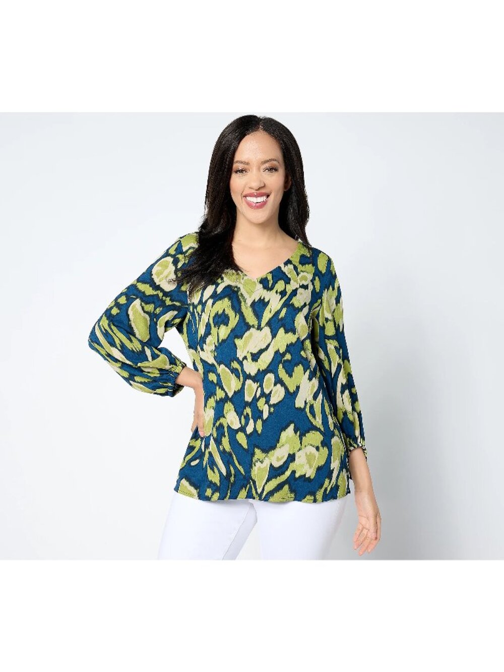 Belle by Kim Gravel Blouse XXS Wild Side Drama Sleeve Top Indigo Green Y2K NEW